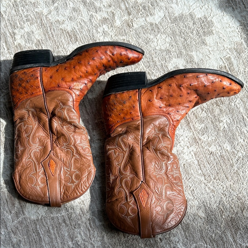 Genuine Ostrich Full Quill Leather Western Boots - Picture 4 of 14